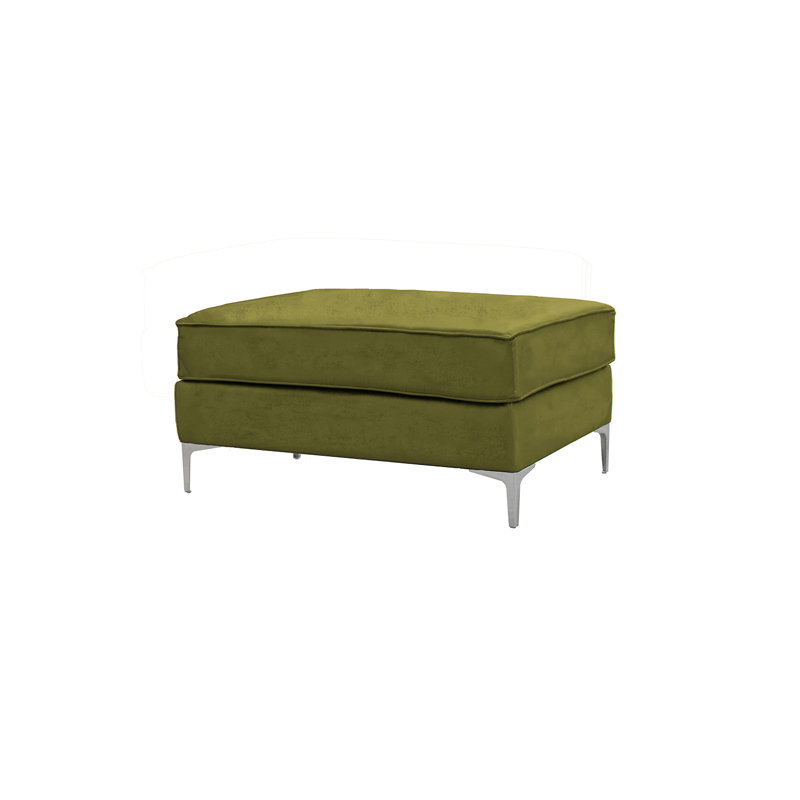 Georgio 93cm Wide Velvet Rectangle Ottoman, Olive Green