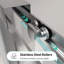 Porte de douche coulissante 60 po avec verre trempé de 6 mm, aspect nickel brossé, structure de fuite, pratique et peu encombrante, guide d'installation facile