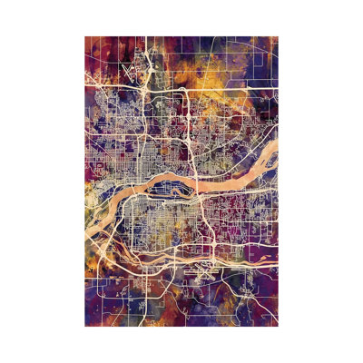 Quad Cities Street Map IV by Michael Tompsett - 1 Piece Wrapped Canvas Wall Art