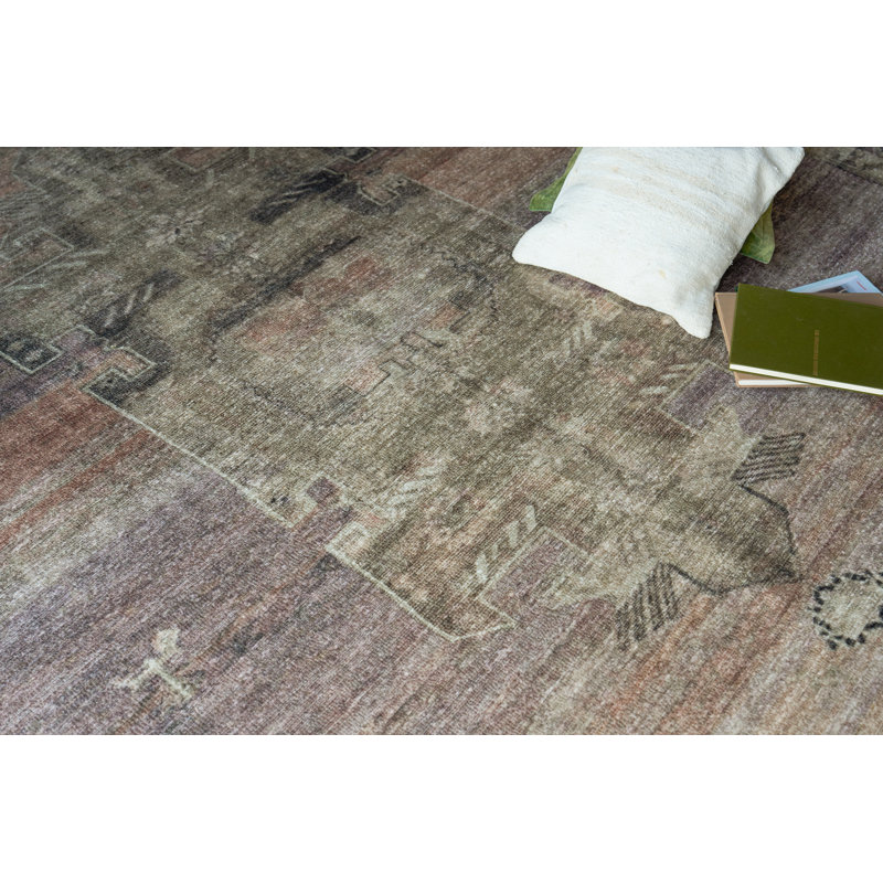 Estate handloomed PET Beige/Purple Area Rug, 10'X14'