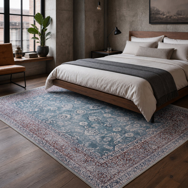 Vintage Look Cotton and Chenille Flatweave Area Rug, 160 cm round