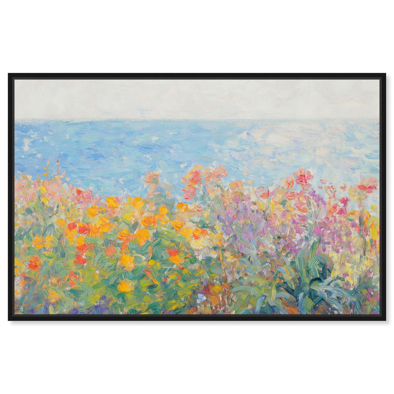 Impression sur toile de jardin coloré sur le rivage par Art Remedy, H 11 po x l 16 po, Cadre noir
