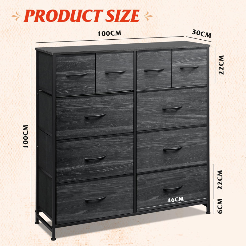 Chest of Drawers, Charcoal Black