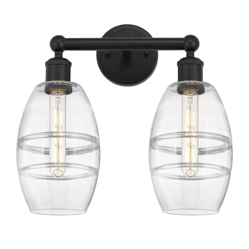 Éclairage pour meuble-lavabo à 2 lumières Kusham, Transparent, Noir mat
