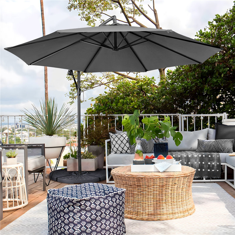 300cm D Patio Offset Umbrella, Grey