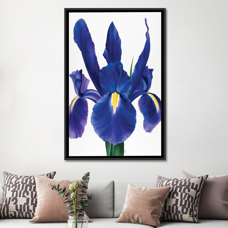 « purple floral i », impression sur toile, H 26 po x l 18 po x P 1,5 po, Toile avec cadre noir, Pas de tapis