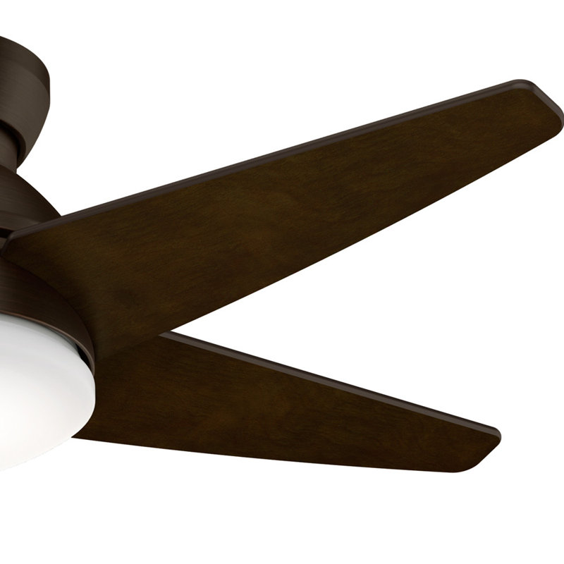 44" Isotope 5 - Blade LED Flush Mount Ceiling Fan with Wall Control and Light Kit Included, Brushed Cocoa