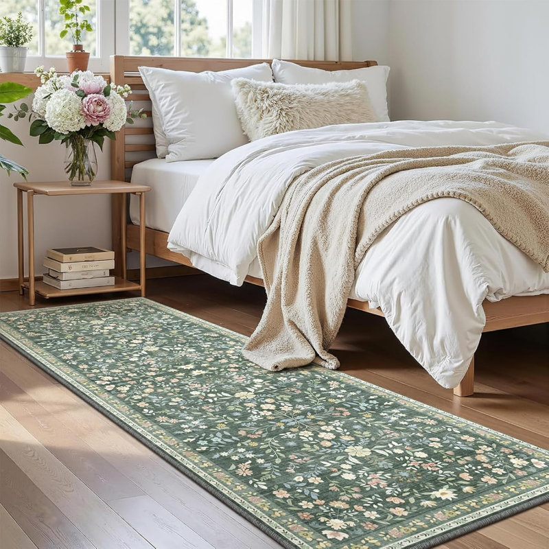 Floral Faux Fur 60cm X 180cm Area Rug