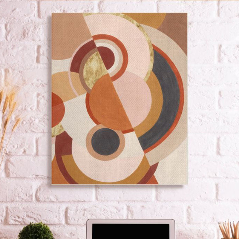 «Asymmetric Abstract Circles» par Grace Popp - reproduction d'art, H 48 po x l 36 po, Toile tendue