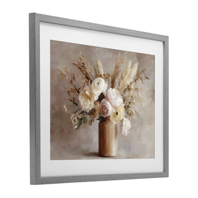 Elegant Wheat Bouquet in Vase Framed Print Under Glass, design by Franklyn Gregory