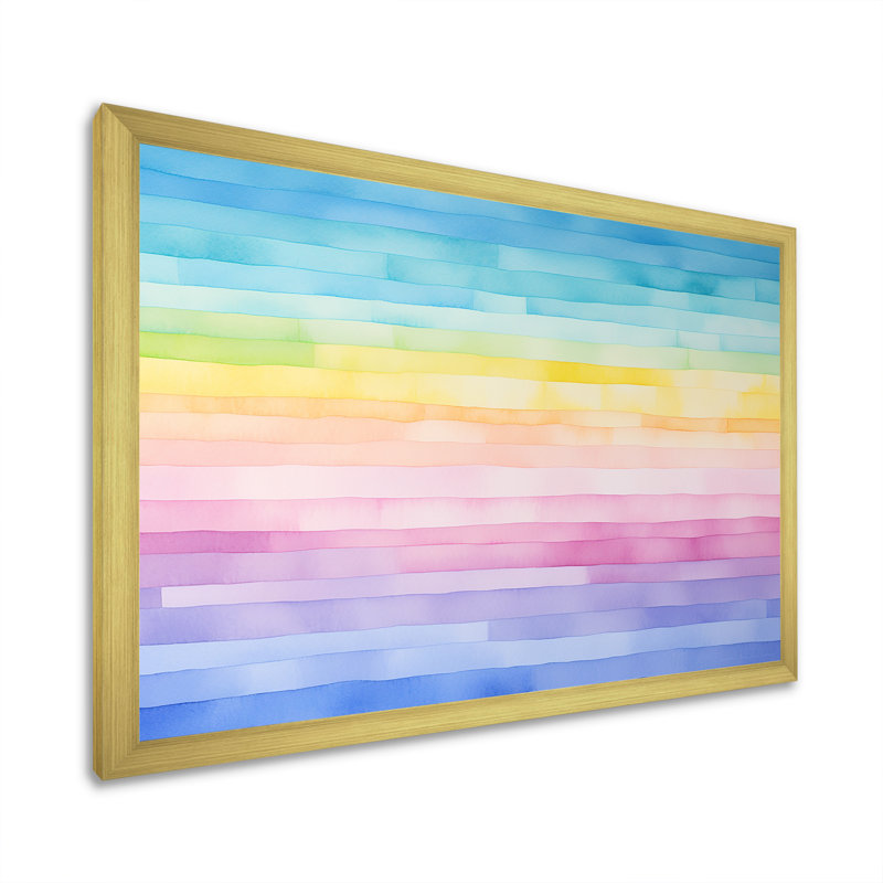 Harmonie arc-en-ciel minimalisme harmonie, Cadre doré simple, H 30 po x l 40 po x P 1,5 po