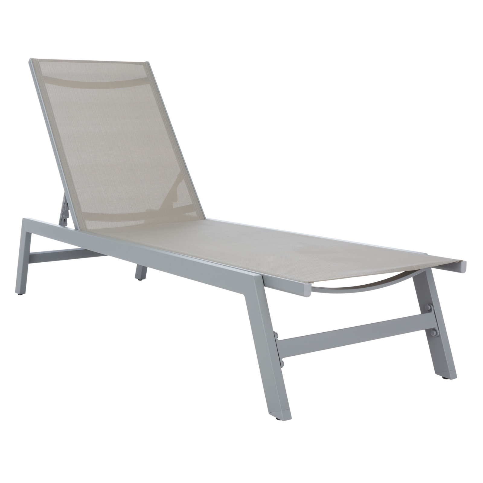 Yves 23.23" Outdoor Aluminum Chaise Lounge, Gray