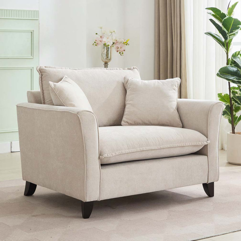 Fauteuil surdimensionné en chenille 46,9 po, Crème, crème