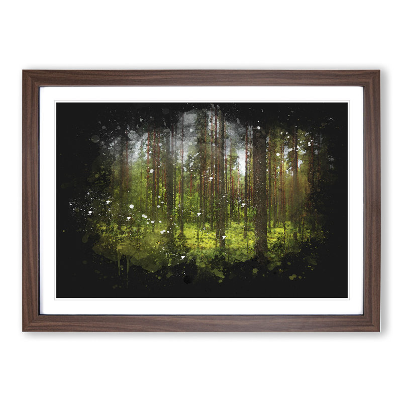 Green Forest Vol.1 - Picture Frame Graphic Art, 36cm H x 48cm W x 2cm D, Walnut Framed