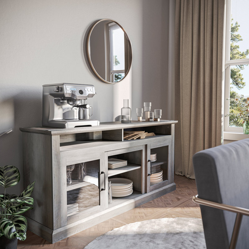 Crédence de rangement l 60,2 po Arsakha, Gris délavé