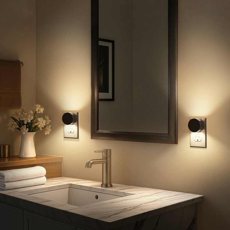 Veilleuse à DEL noire chaude blanc 3000K à intensité variable avec mini applique
