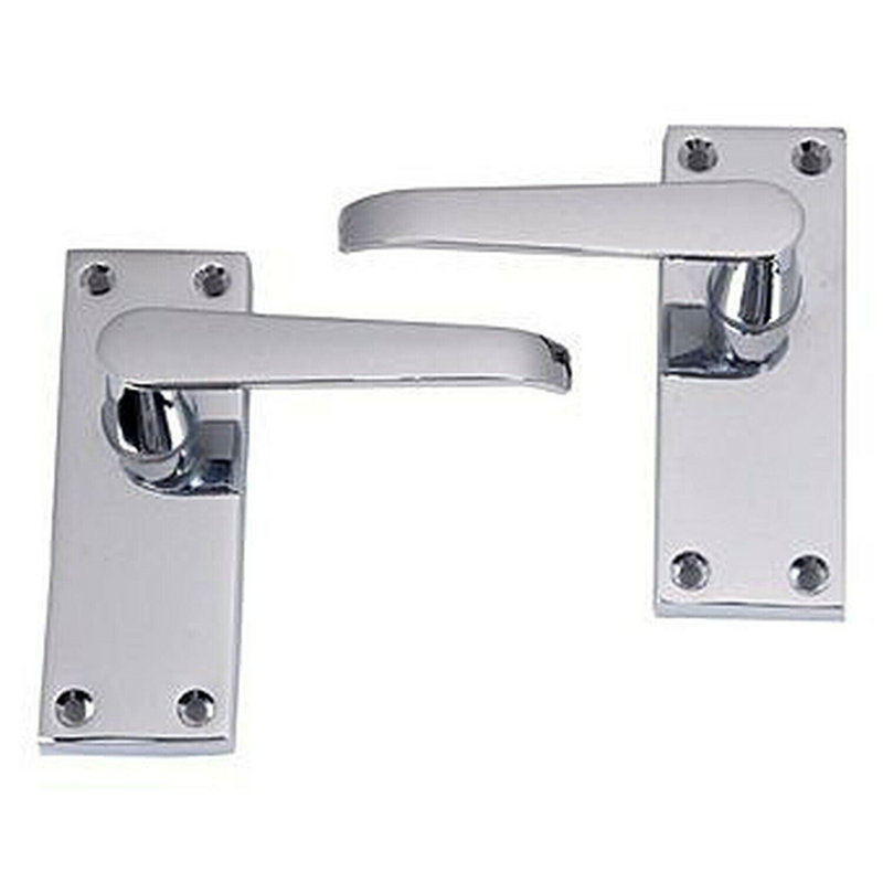  2 Pair Victorian Straight Lever Latch Handles in Polished Chrome Finish - 120mm x 40mm