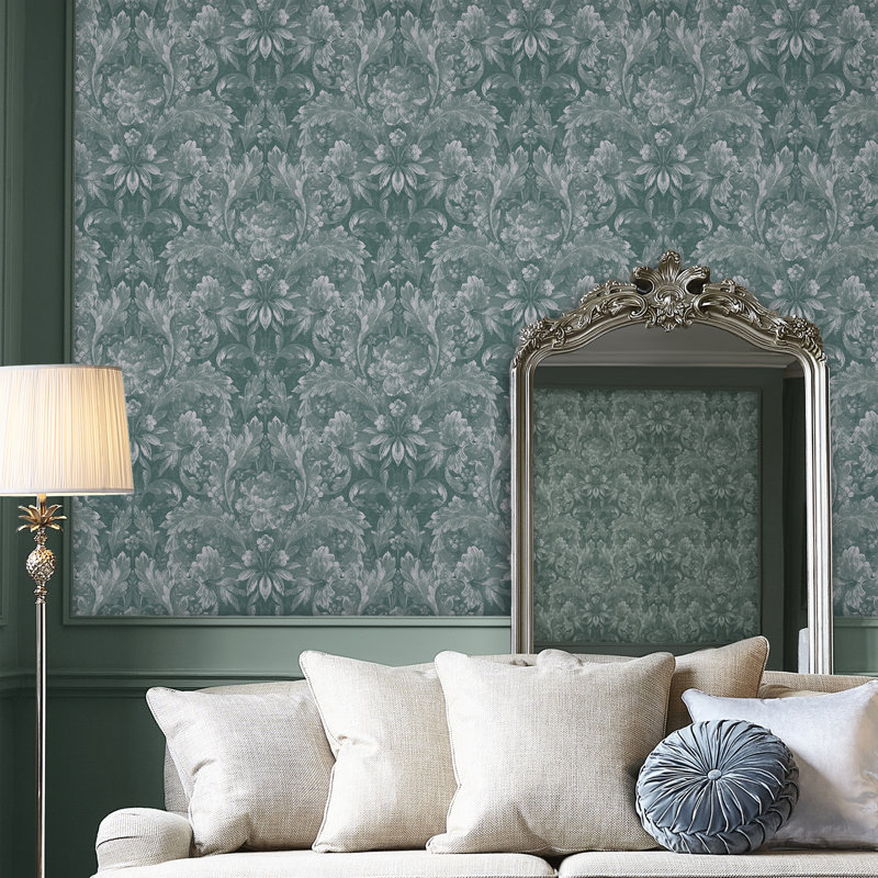 Rouleau de papier peint L 33 pi x l 21 po Apolline, Vert jade
