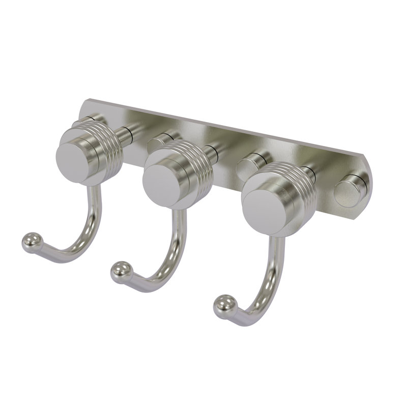 Mercury 3 Position Wall Mounted Hook Rack, Satin Nickel
