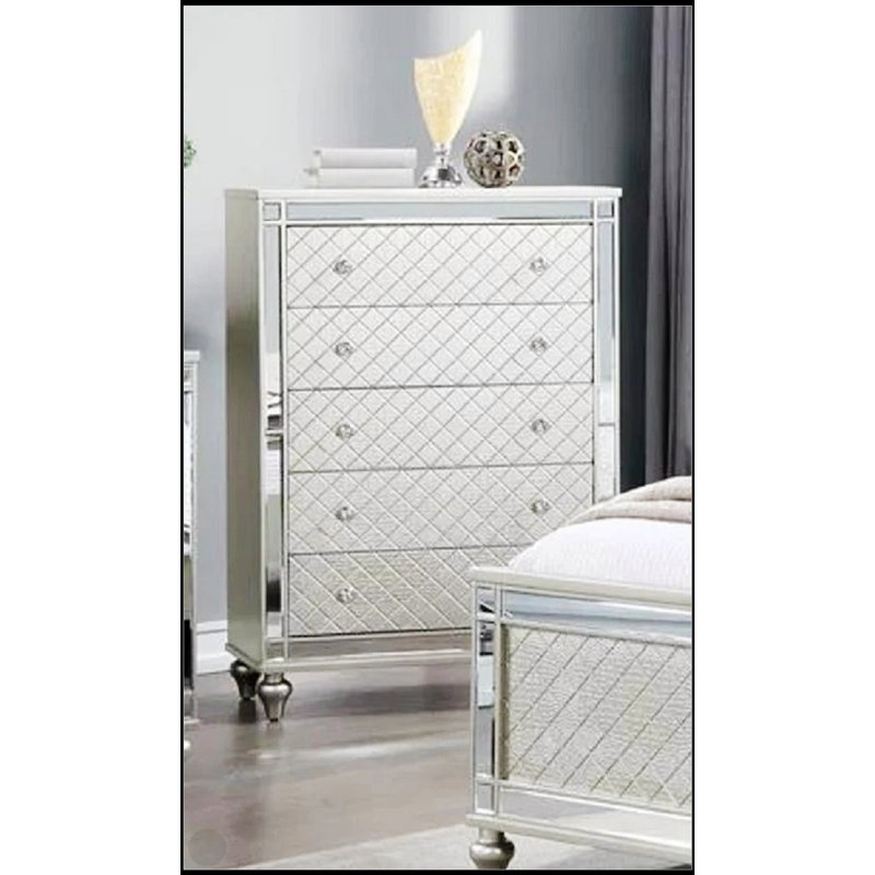 Commode de chambre à 5 tiroirs Glam