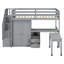 Lit mezzanine simple avec escalier en gris - Bibliothèque, tiroirs, bureau et garde-robe intégrés Space Furniture-960031017-960031018