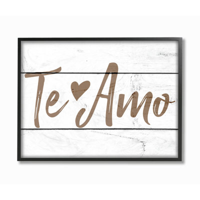 «Minimal Te Amo White Planked», impression d'art textuel