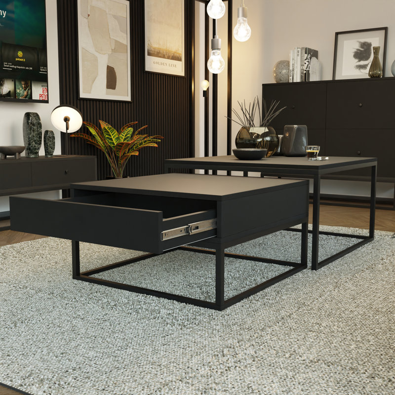 Sento Coffee Table with Storage, Black