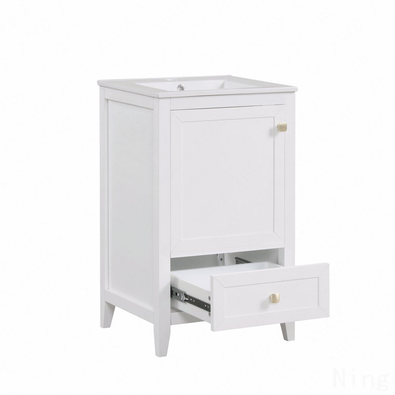 Meuble-lavabo de 20 po avec lavabo, armoire avec porte à fermeture douce et tiroir, support de rangement