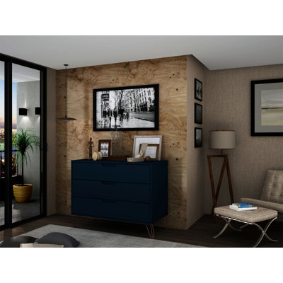 Commode 35 po Rockefeller en bleu minuit (3 tiroirs)