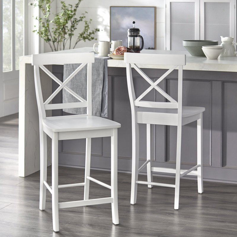 Winsley Counter Stool with Solid Wood Frame, White