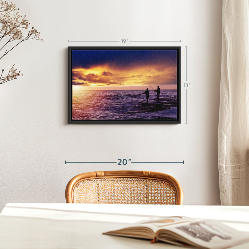 Impression sur toile Sunrise Fishing, H 13 po x l 19 po