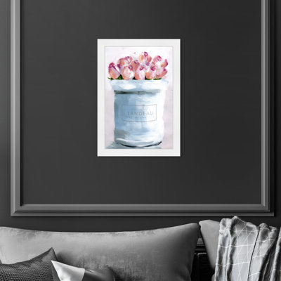 Bouquet de roses pastel peintes - Peinture sur cadre pour salle de bain