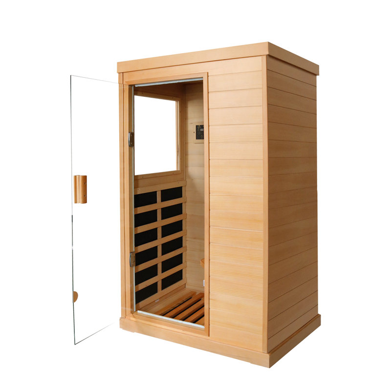 Eulen 1-Person Hemlock Infrared Sauna With Bluetooth, LED Lighting & Foot Heater