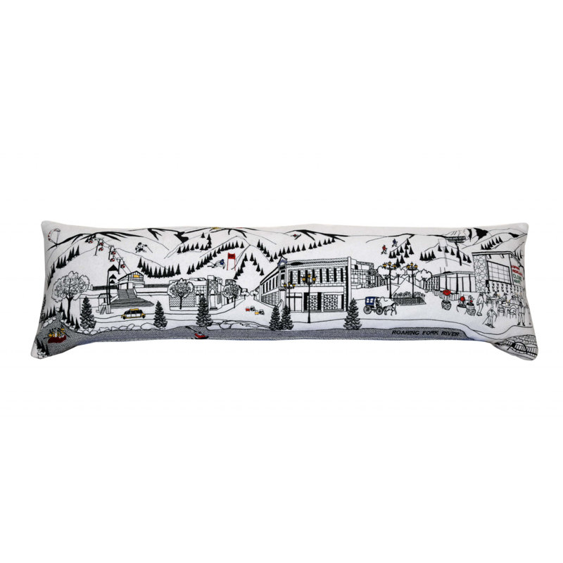 Housse de coussin en lin neutre, Forme rectangulaire, 14 po x 45 po, Blanc / noir