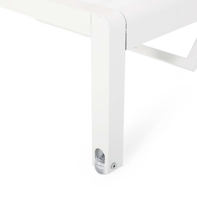 Chaises longues inclinables de 77,56 po Caggiano, Filet blanc / structure blanche