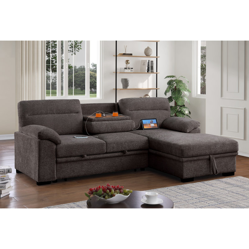 Canapé-lit modulaire en chenille brun de 94 po Kipling II