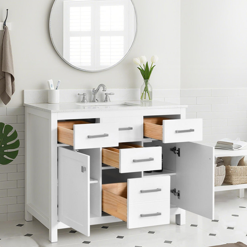 Meuble-lavabo de salle de bain avec tiroirs à fermeture en douceur