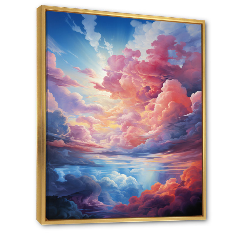 Toile de nuages T Tinta V, H 32 po x l 24 po x P 1 po, Cadre flottant doré