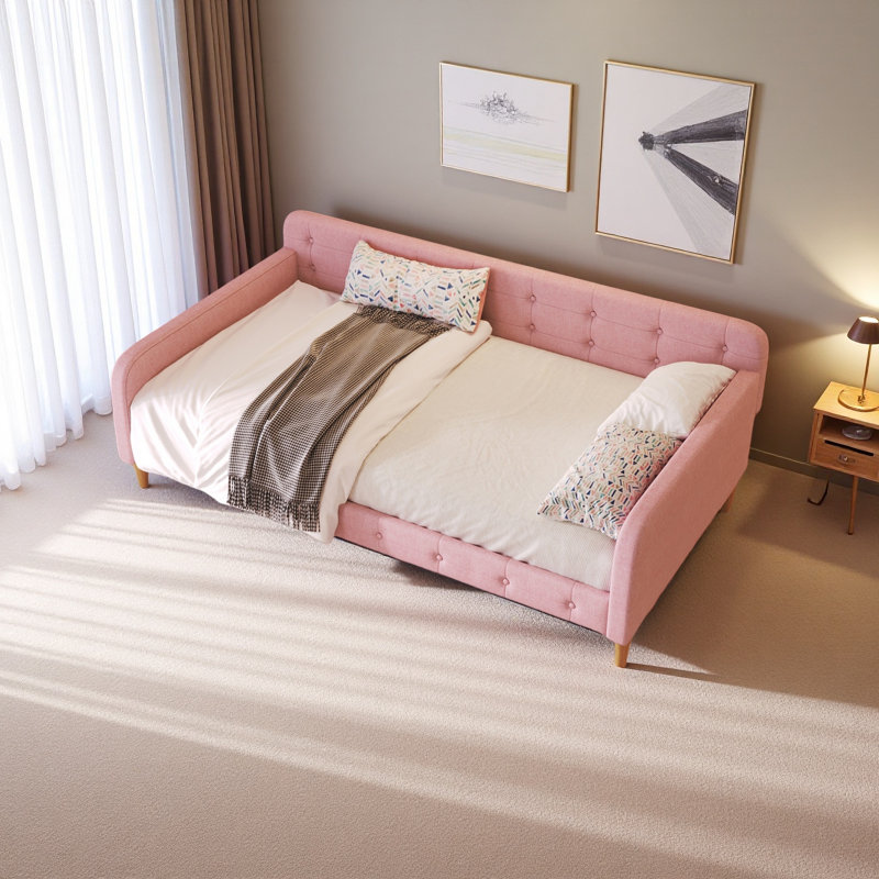 Twin Size Upholstered Daybed, Pink