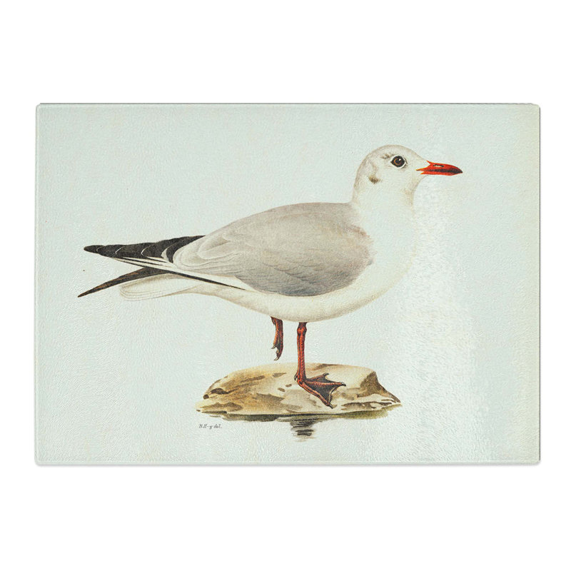Tempered Glass Headed Gull by Von Wright Chopping Board, 28.5cm W x 20cm L