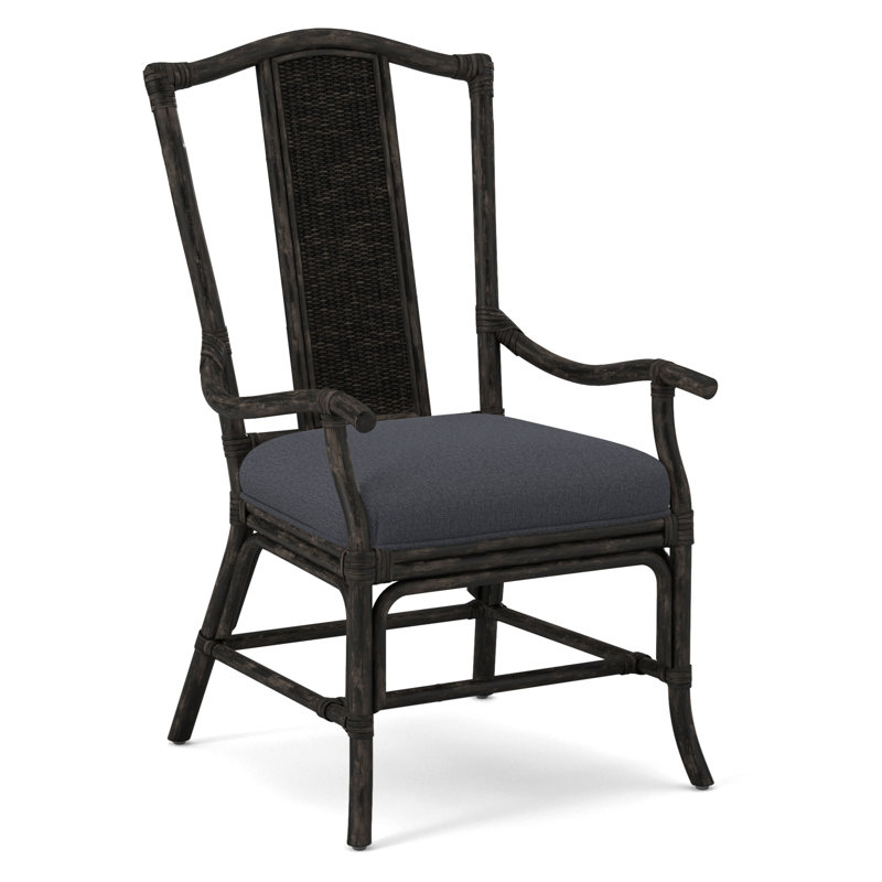 Drury Lane Slat Back Dining Arm Chair, Gray Sugar Performance; 0863-84, Antique Black