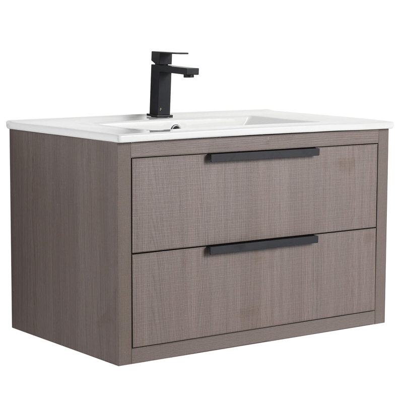 Meuble-lavabo Toddington de 30 po de largeur avec tiroirs - Lavabo inclus, Chêne gris