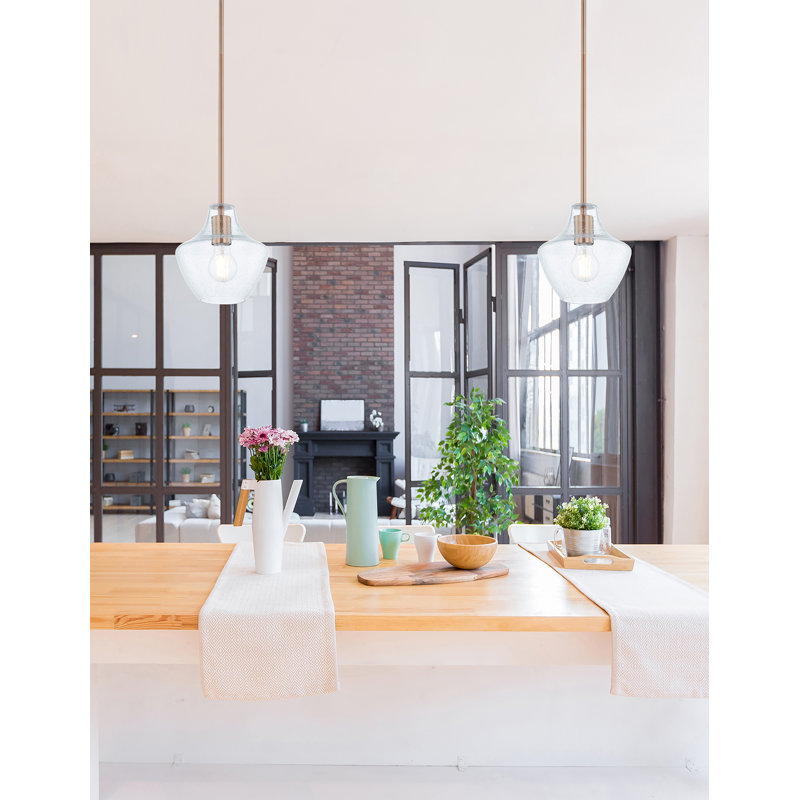 Fusion - luminaire suspendu 1 lumière Harlow, Laiton brossé, H 7,5 po x l 7,5 po x P 7,5 po