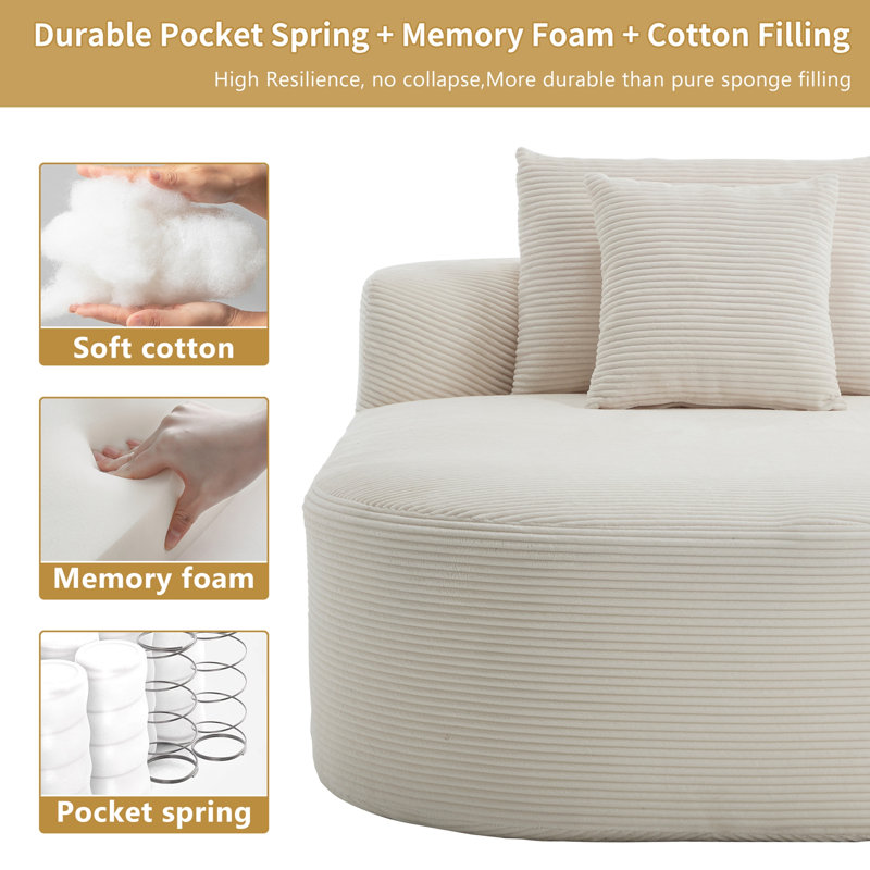 Méridienne 67,5 po, Beige