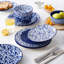 Ensemble de vaisselle assiettes et bols, ensemble de vaisselle allant au micro-ondes et au lave-vaisselle, 12 pièces, ensemble pour 4, (bleu de cobalt)