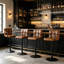 Tabouret de bar rembourré et réglable en hauteur brun clair 4 pièces avec structure en métal-1206658876