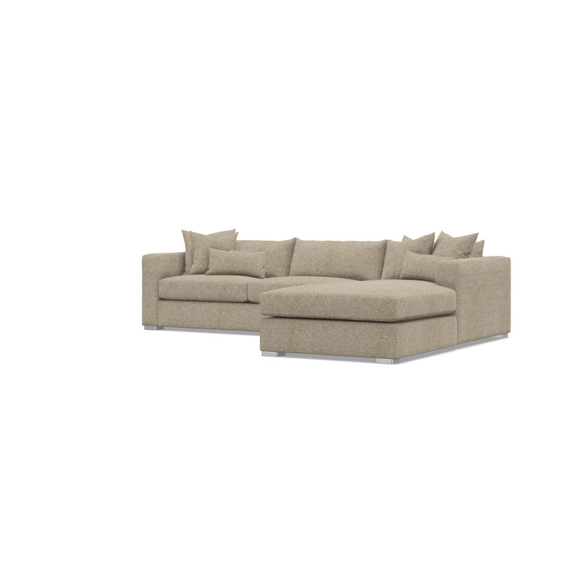Chaise Sectional, Tan Polyester, Right Hand Facing