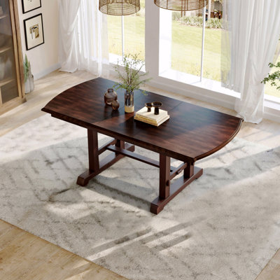 60"-78" Extendable Dining Table, Farmhouse Wooden Kitchen Table With Removable Leaf, Large Expanding Table For 4-8