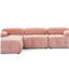Canapé modulaire modulaire, capitonnage à boutons et bricolage, canapé en L avec repose-pieds réversible, velours rose