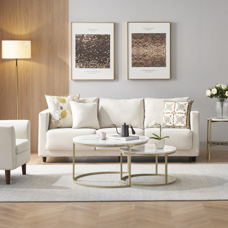Frame Coffee Table, Nano Gold, White Marble, Marble